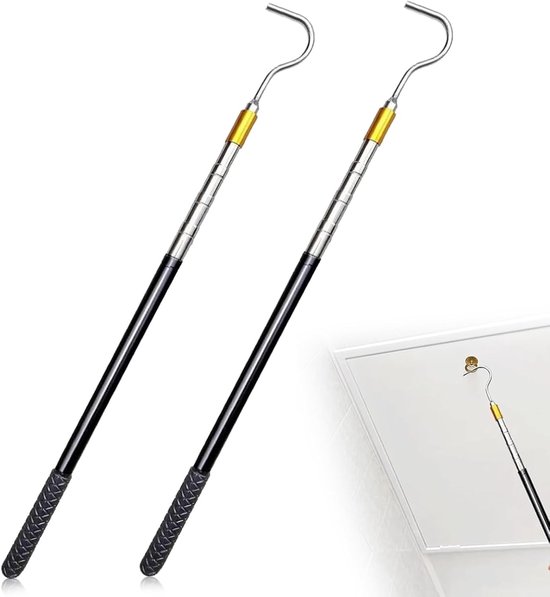 Telescopische Stang met Haken, RVS Luifelstang, Bootshaken met Rubber Handvat, Multifunctionele Stang voor Luifel, Boot en Tent Opener, Ideaal voor Buitenactiviteiten