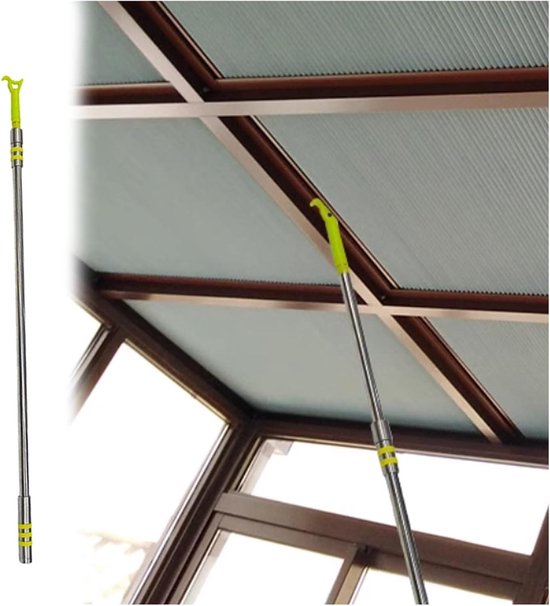 Telescopische Stang - Raamstok Gordijnstok - Hoge Ramen Bediening - Verstelbaar Uitschuifbaar - 125-220cm - Zilver