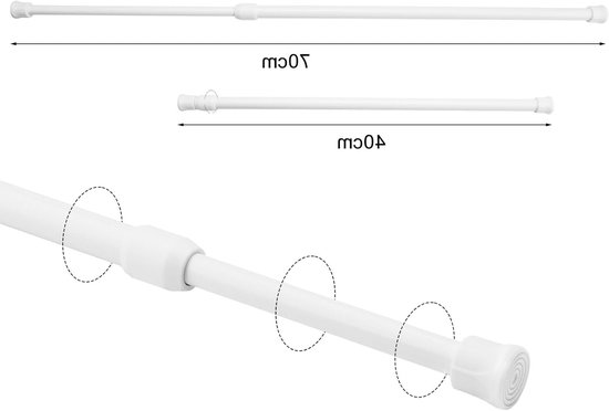 Telescopische stang voor gordijnen en douchegordijnen, verstelbaar van 40-70 cm, zonder boren, eenvoudig te installeren, stevige klemmen van Merkloos	