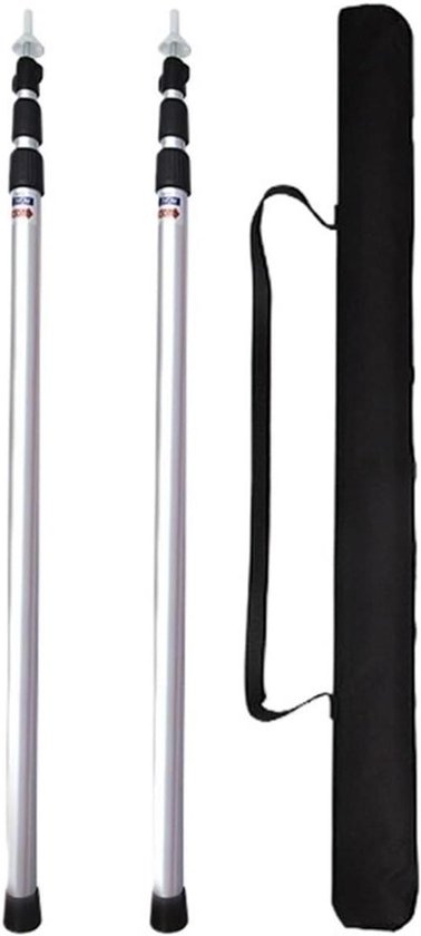 Telescopische Steunpaal - Luifelstokken Set - Outdoor Kamperen - Verstelbare Lengte - Tot 230 cm - Zilver