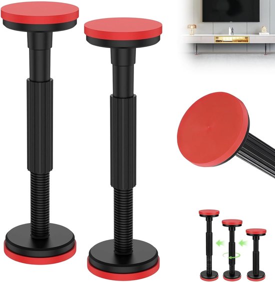 Telescopische steunstangen, verstelbaar van 18-44 cm, 2 stuks, 200 kg capaciteit, ideaal voor meubels en kasten