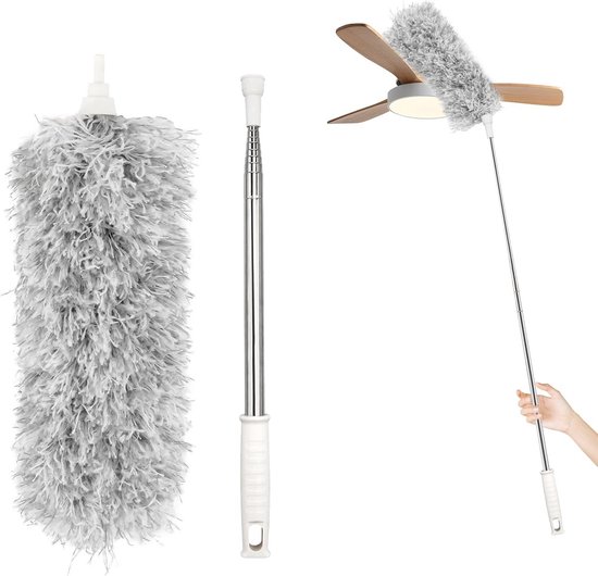 Telescopische stofdoek en stofwisser, wasbaar en flexibel, 2,3 m, grijs van Merkloos	