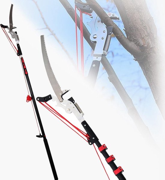 Telescopische Stokzaag - Boom Snoeischaar Uitschuifbaar - Takken Snoeien - SK5 Koolstofstaal Blad - 5.4 Meter - Rood