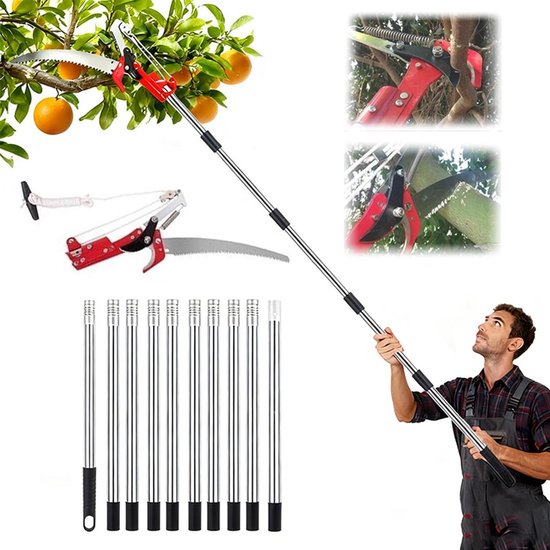 Telescopische takkenschaar met zaag - Snoeischaar boom Tuinzaag verlengbaar - Hoge takken snoeien - Verstelbare lengte tot 5 meter