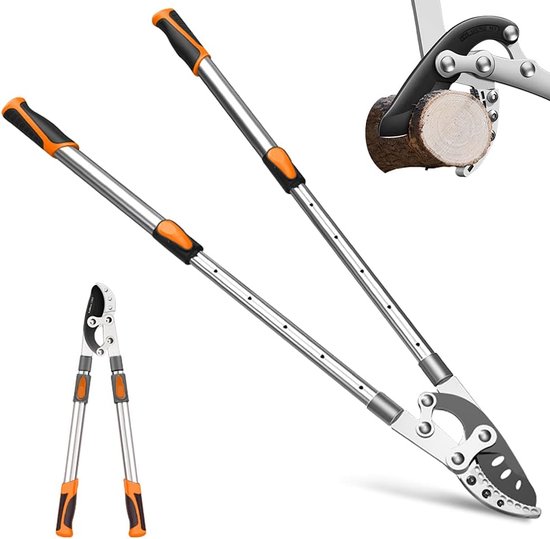 Telescopische takkenschaar, scherp SK-5 koolstofstalen lemmet, ergonomisch, stabiel, antislip handgreep, werkbesparend vierpunts shefboomontwerp, in lengte verstelbaar aambeelden, takkenschaar, 70-103 cm van Merkloos	
