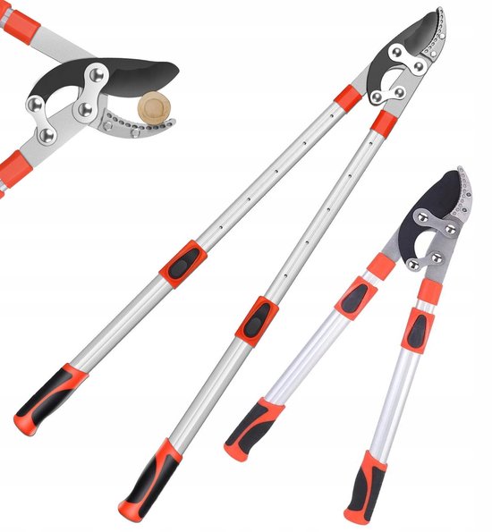 Telescopische Takkenschaar - Snoeischaar voor Takken - SK-5 Stalen Mes - Verstelbaar van 69-100 cm - Vierpunts Hefboommechanisme - Antislip Handgrepen - Voor Snoeien, Takken Verwijderen en Tuinwerk