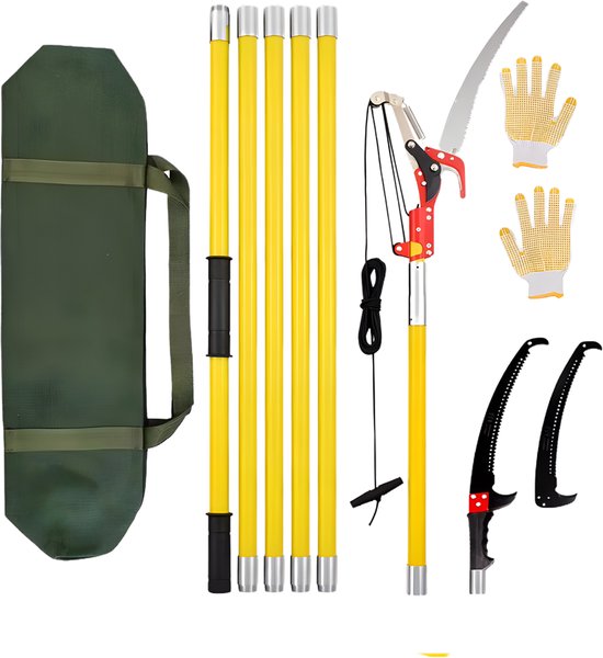 Telescopische takkenzaag - Geel - Takkenschaar - Snoeizaag - 8 meter - Verstelbare lengte - Voor tuin van Merkloos	