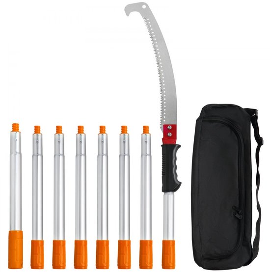 Telescopische takkenzaag - Stoksnoeischaar op steel - Verstelbaar 1,4–3 m - Telescopische steel (8-delig) - Koolstofstalen zaagblad - Zaag- en knipfunctie van FD-Workstuff