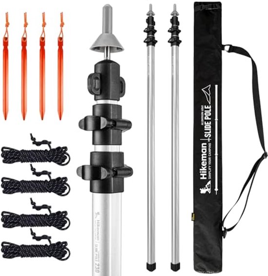 Telescopische Tentpaal voor Camping - Verstelbare Aluminium Palen voor Luifel, Tarp en Tent (93cm-230cm) - 2 Stuks van Merkloos	