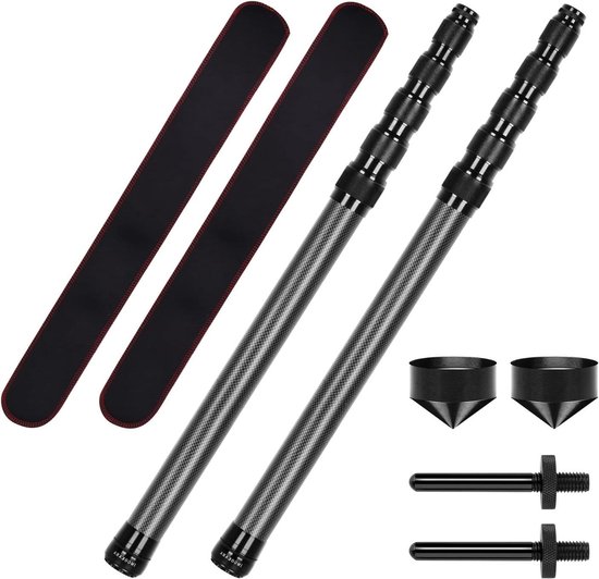 Telescopische Tentstokken - Luifelstokken - Kamperen en Hiking - Koolstofvezel Materiaal - 2.4 Meter - Zwart van Merkloos	
