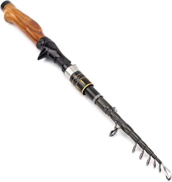 Telescopische Vishentels - Reishengel Werphengel - Vissen in Alle Wateren - Comfortabele Houten Handgreep - 1.6m - Casting Rod