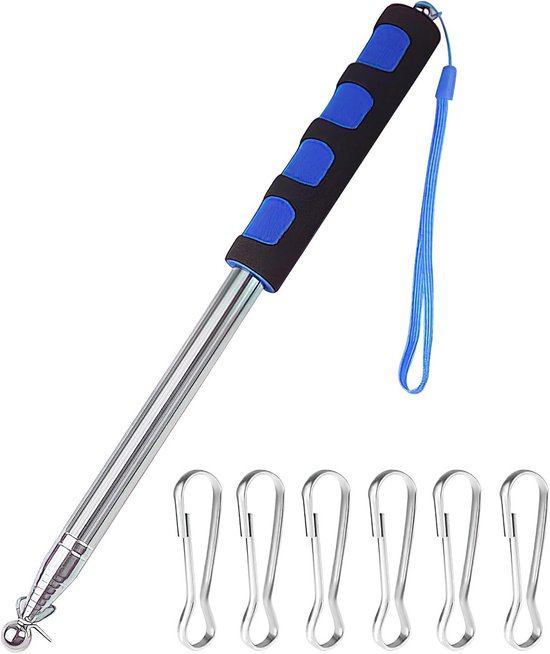 Telescopische Vlaggenmast 2,5M Uitschuifbaar met 6 Clips - Draagbaar RVS voor Reisleiders en Evenementen van Merkloos	