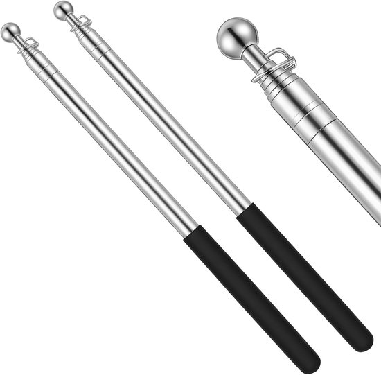 Telescopische Vlaggenmast - uitschuifbaar 1,6 m - Gidsstok - vlaggenstang - Demonstratie/gids/tour vlaggenstok - Koningsdag - feest - 2026 EK/WK - voor Reizen, Kamperen, Presentaties en Optochten - 2 stuks van Merkloos	