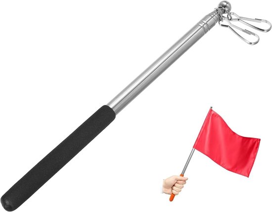 Telescopische Vlaggenmast - Uitschuifbare Stang - Reizen Kamperen - Roestvrij Staal - 160 cm - Zwart