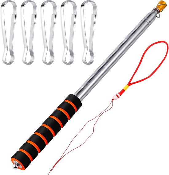 Telescopische Vlaggenstok - Uittrekbare Pointer - Lesgeven Rondleidingen - Roestvrij Staal Constructie - 3 Meter Lengte - Rood