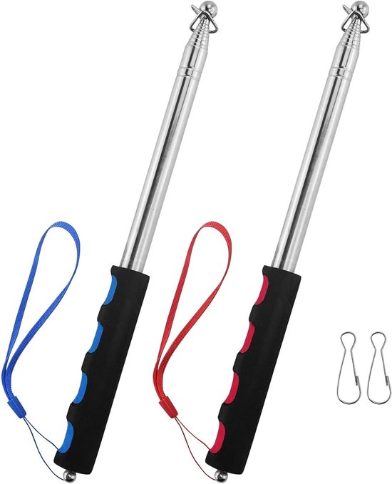 Telescopische Vlaggenstokken - Uitschuifbare Stoks - Reizen Kamperen - Roestvrij Staal - 2 Meter - Blauw Rood van Merkloos	