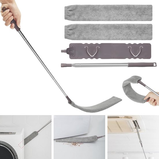 Telescopische Wasbare Stofdoek met Vervangbare Navulling en Uitschuifbare Steel tot 2,5m van Merkloos	