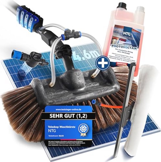 Telescopische Wasborstel 3-in-1 met Microvezeldoek en Zeepdispenser voor Ramen en Daken van Merkloos	