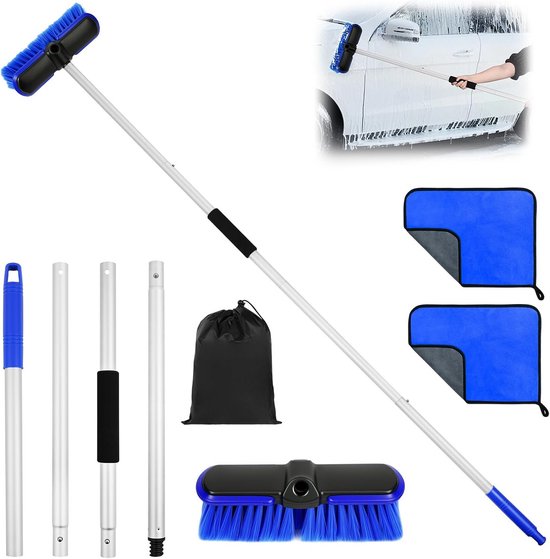 Telescopische Wasborstel met Zachte Borstelharen voor Auto, Camper en Caravan van Merkloos	
