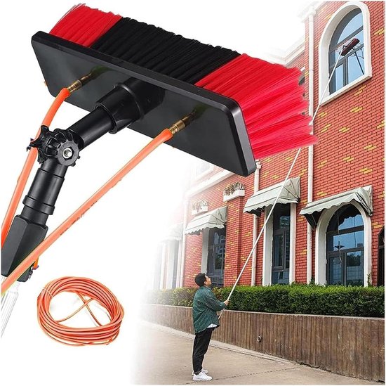 Telescopische Wasborstel - Reinigingsstok - Hoge Oppervlakken Reinigen - Flexibel Verstelbaar - Tot 12 Meter - Zilver