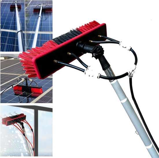 Telescopische Wasstok - Raamwisser Stok - Hoge Ramen Wassen - Verstelbare Hoek - 9 Meter - Zilver