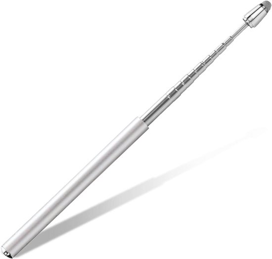 Telescopische wijzer - Aanwijsstok stylus - Presenteren lesgeven - 2-in-1 functie - Uitschuifbaar tot 100 cm - Zilver