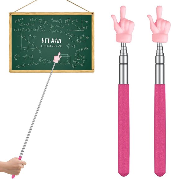 Telescopische Wijzer - Vingerwijzer Hand - Lesgeven Presenteren - Uitschuifbaar Tot 55cm - 55 cm - Roze