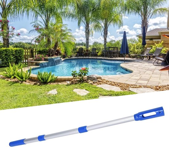 Telescopische Zwembadpaal - Verstelbare Stok - Zwembad Onderhoud - Aluminium Legering - 445-88 cm - Zilver