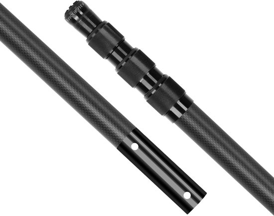 Telescopische Zwembadpaal - Zwembadsteel Reinigingsstok - Zwembad Onderhoud - Lichtgewicht Carbon Fiber - 4.5-15FT - Zwart