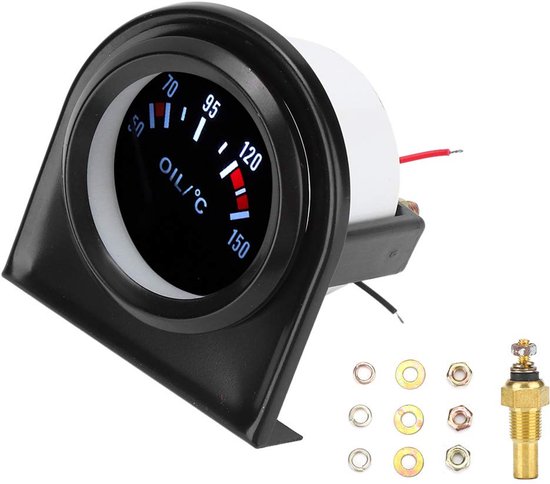 Temperatuur Meter Kit - 2 inch 52mm LED licht - Auto VDO aanwijzer - Vervanging Autometer Water en olietemperatuur - Temp Manometerset 50-150 ℃ van Merkloos	