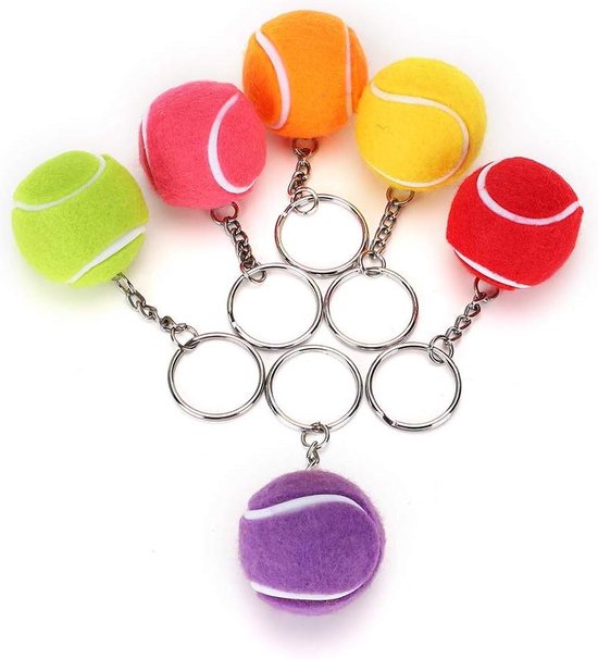 Tennis Key Multi Kleur Fluwelen Sport Bal Sleutelhanger - Hanger Decoratie - Gift Tassen - School Carnaval Beloning - 1.6 inch .