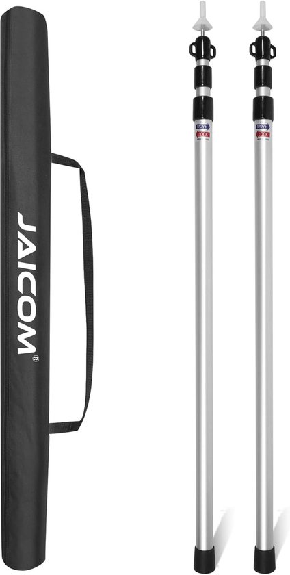 Tent Stokken - Verstelbare Stokken - Kampeer Luifel - Sterk Aluminium - 95-230 cm - Zilverkleurig