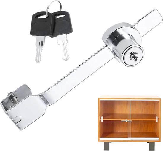 Terrariumslot met sleutel - Stangvergrendeling - Schuifblad - Zaagslot - Ratchet-vergrendeling - Glazen deurslot - Terrariumslot voor etalage - Etalage-display - Glasvergrendeling - Schijfvergrendeling voor terrarium en veiligheid