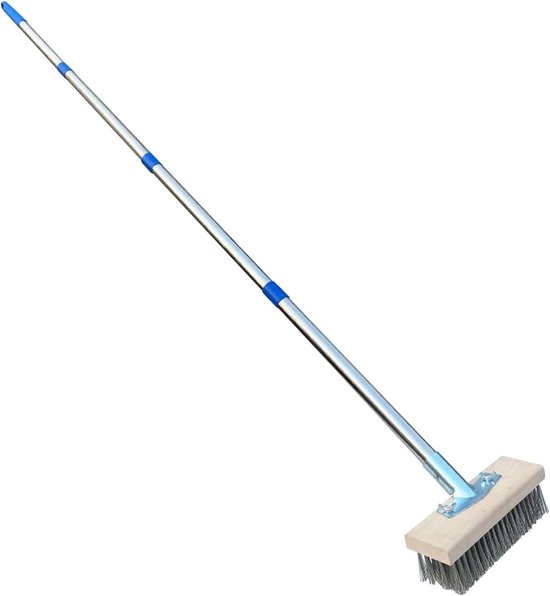 Terrasborstel - Buitenbezem - Mos Verwijderen - Verstelbare steel - 165 cm - Multicolor