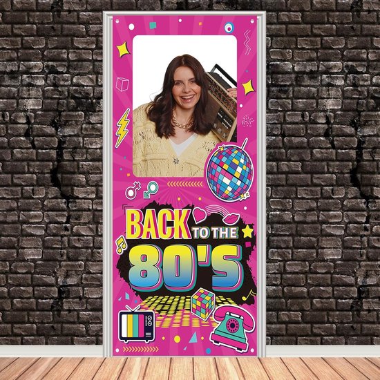 Terug Naar de Jaren 80 Fotoachtergrond, 180x90cm Retro Disco Themafeest Achtergrond Decoratie Kleurrijke Verjaardag Fotohokje Frame Achtergrond voor Retro Disco Rock Hip Hop Feestbenodigdheden
