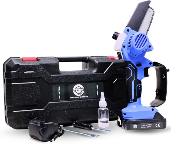 TETRA Tools - Mini kettingzaag - Accu kettingzaag - RT-CS21 Mini Kettingzaag - incl. Koffer - Oplaadbaar - 1 Accu met Oplader van TETRA Tools