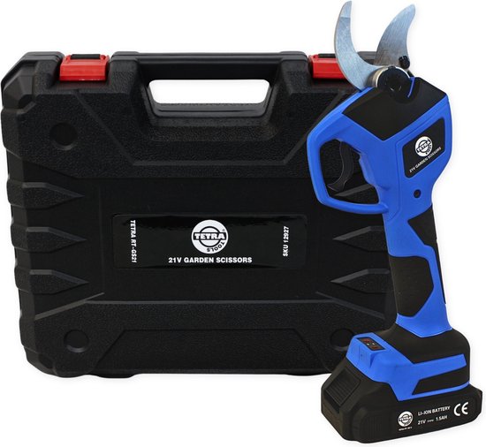 TETRA Tools RT-GS21 - Elektrische Snoeischaar - 21V Accu met Oplader- 1,5Ah Li-ion Batterij - Kunststof koffer van TETRA Tools