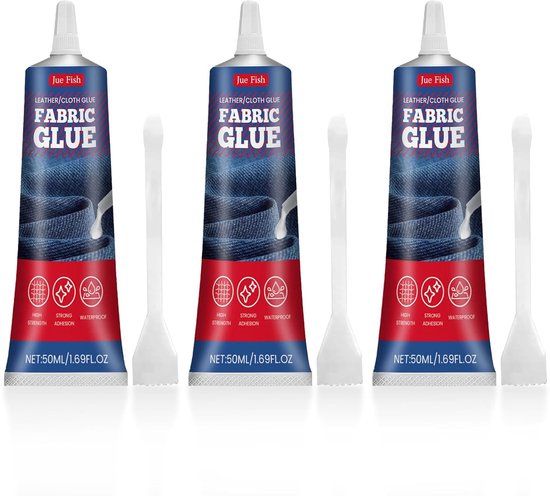 Textiellijm - 3 stuks - wasmachinebestendig - extra sterk - stof plakken in plaats van naaien - permanente transparante wasbare textiellijm voor stoffen en kleding van Merkloos	