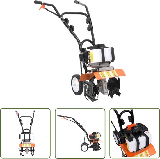 The Living Store Benzinefrees 52 cc - Tuinfrees - 80x45x101 cm - Zwart/oranje - Cultiveringsbreedte 25 cm van Merkloos	