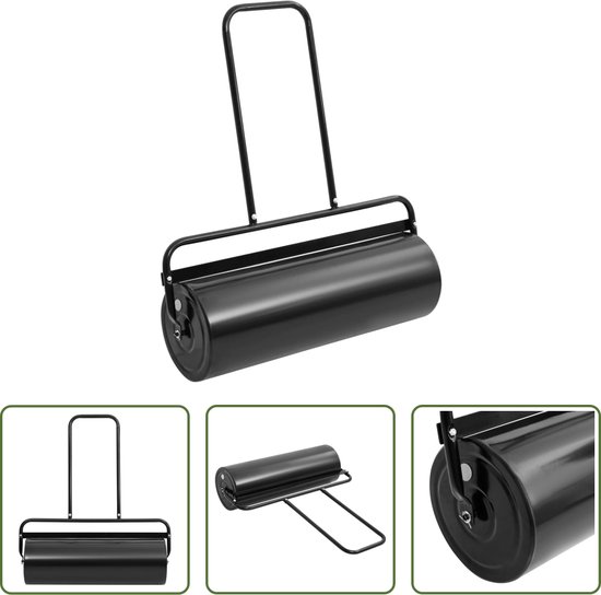 The Living Store Gazonroller - Grote inhoud - Duurzaam ijzer - Handig handvat - Ronde randen - Eenvoudig op te bergen - Ø 30 x 90 cm - 63 L van The Living Store