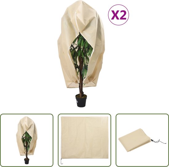 The Living Store Plantenhoes Vlies - 3.93 x 3.5 m - Trekkoord en ritssluiting van The Living Store