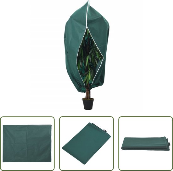 The Living Store Plantenhoes Winter - Nonwoven - Ademend - Trekkoord en Ritssluiting - Groen - 3.93 x 3m - 70g/m² van The Living Store