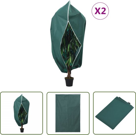 The Living Store Plantenhoes - Winterbescherming - 1x1.55m - Ademend en duurzaam - Met trekkoord en ritssluiting - Multifunctioneel - Groen - 100% polypropeen - 70g/mÂ² - Set van 2 van The Living Store