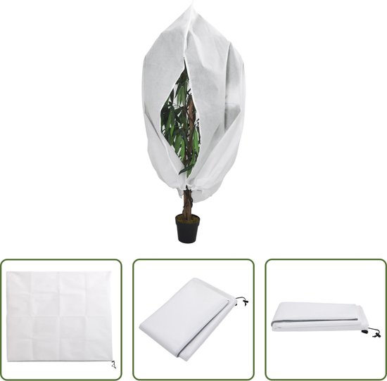 The Living Store Plantenhoes Wit - Nonwoven - 2.36 x 2m - Trekkoord en Ritssluiting van The Living Store