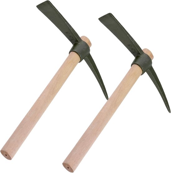 Thijox - 2 Stuks Kruishouwen met Houten Steel 38 x 29 cm, Robuuste Houthak voor Tuin, Tuingereedschap van Staal, Zwart, Perfect voor Houthakken en Tui