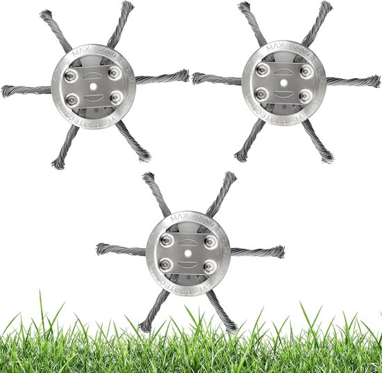 Thijox - 3 Stuks Grasmaaier Kop van Staaldraad 150 mm - Onkruidborstel met 6 Koppen - Duurzaam en Robuust voor Tuin, Binnenplaats en Trottoir