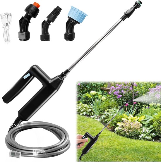 Thijox - Accu-drukspuit, Elektrische Plantensproeier met 3 Verstelbare Sproeiers en 5m Slang, Ideaal voor Tuin, Binnenplaats, Gazon en Onkruidbestrijd