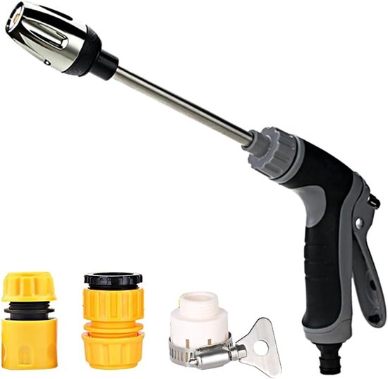 Thijox - Draagbare Hogedrukreiniger, Elektrisch Waterstraalpistool met Antislip Handvat, 3 Aansluitingen voor Tuin, Huis, Auto en Huisdieren