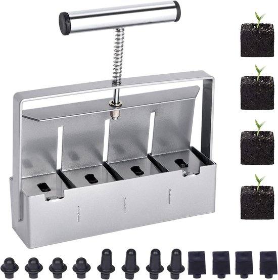 Thijox - Handmatige Aardepers Grondmaker Set van 5 cm - Micro Grondblokker voor Stekpotjes Vullen - Minimaliseert Wortelschade en Voorkomt Wortelbindi