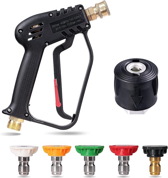 Thijox - Hogedrukreiniger Pistoolhandvat met 5 Waterspuitpunten, Autoreinigingsset, M22 14 mm Slangconnector & 1/4 inch Snelkoppeling, Power Wand 4350